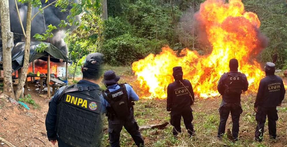 Coca incineración policía operativa