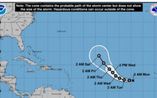 Trayectoria de la Tormenta Tropical Kirk