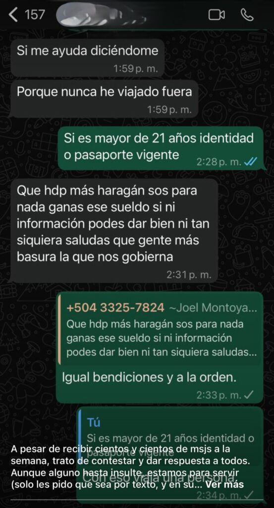 Chat de lo que sucedió. 