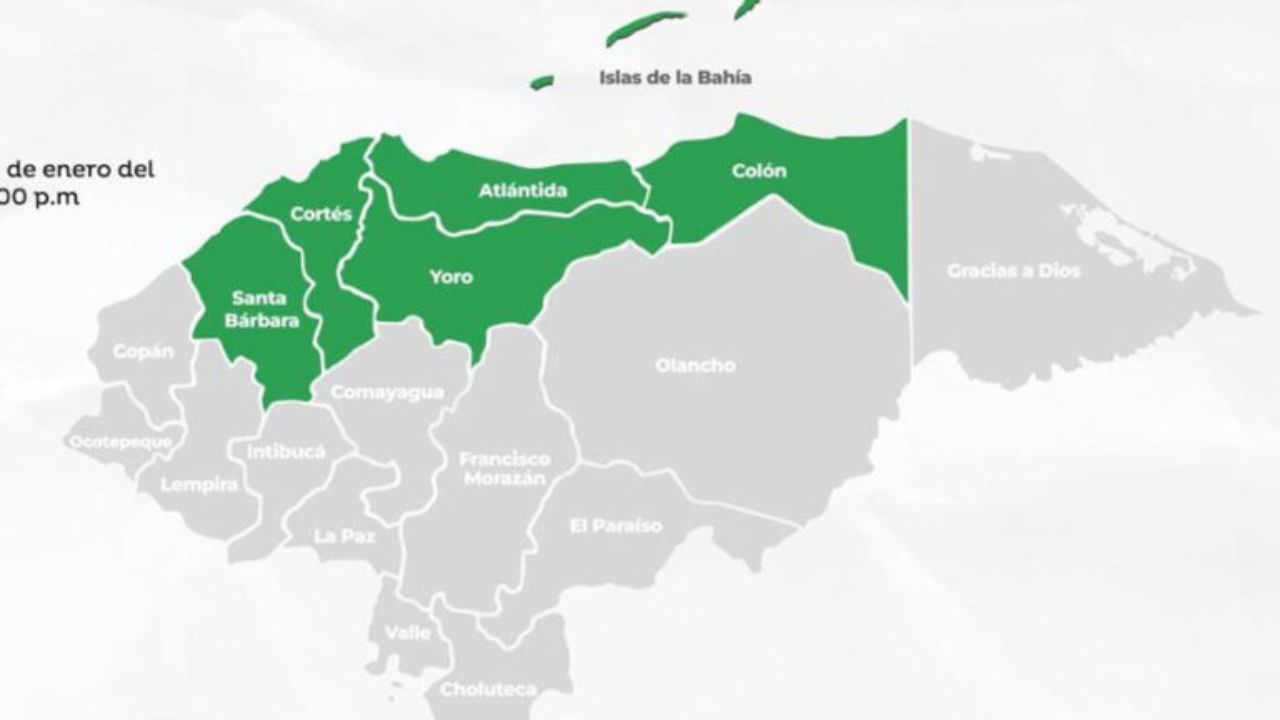 Alerta Verde en Honduras por Lluvias y Descenso de Temperaturas en el Caribe y Noroccidente